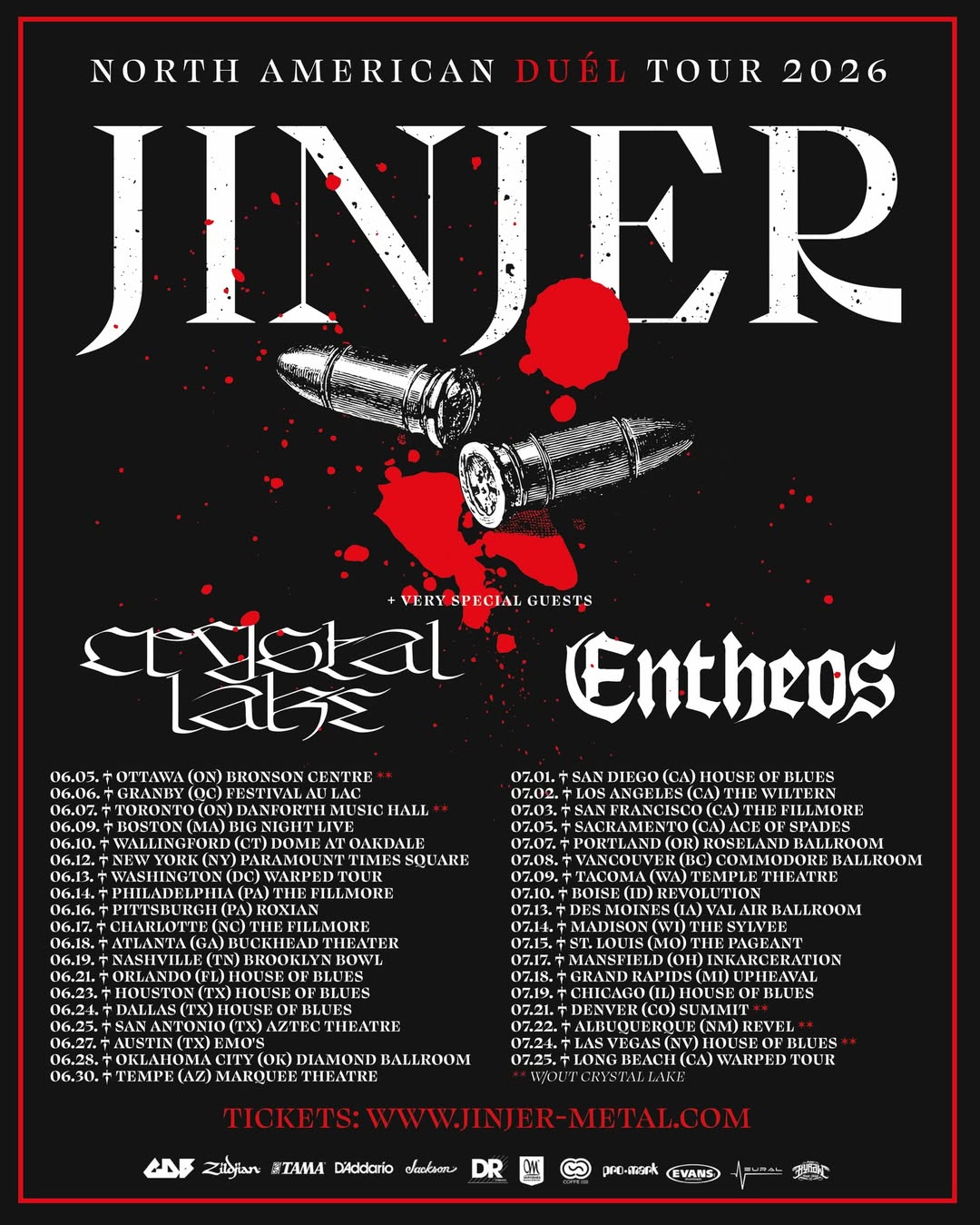 Jinjer tour poster for 2026