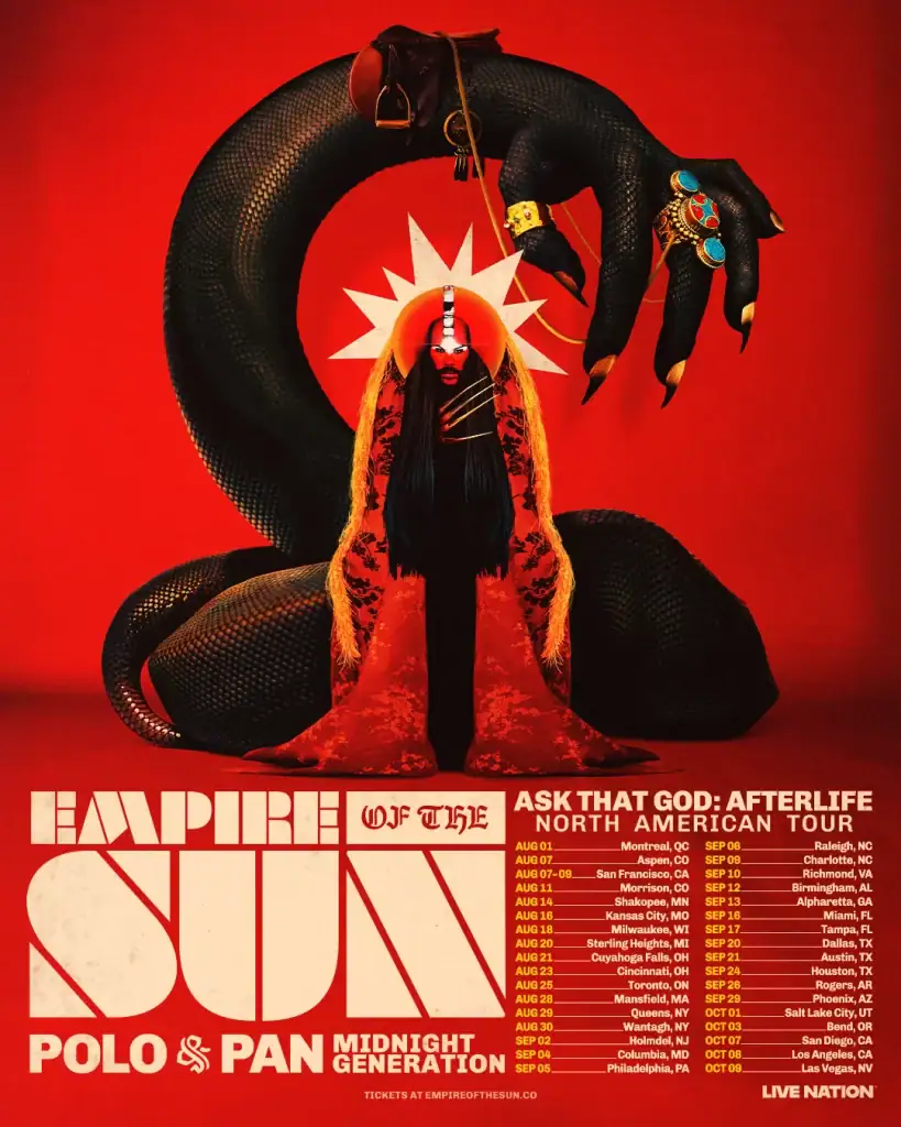 Empire Of The Sun Announce “Ask That God Tour: Afterlife” Tour with September 13, 2026 at Ameris Bank Amphitheatre