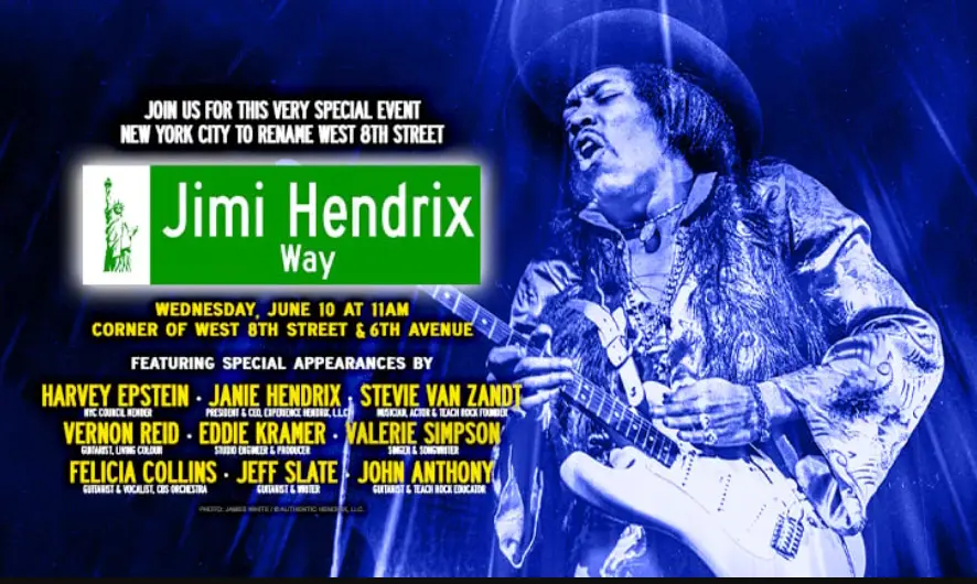 Jimi Hendrix Way Unveiled Near Electric Lady Studios in New York City